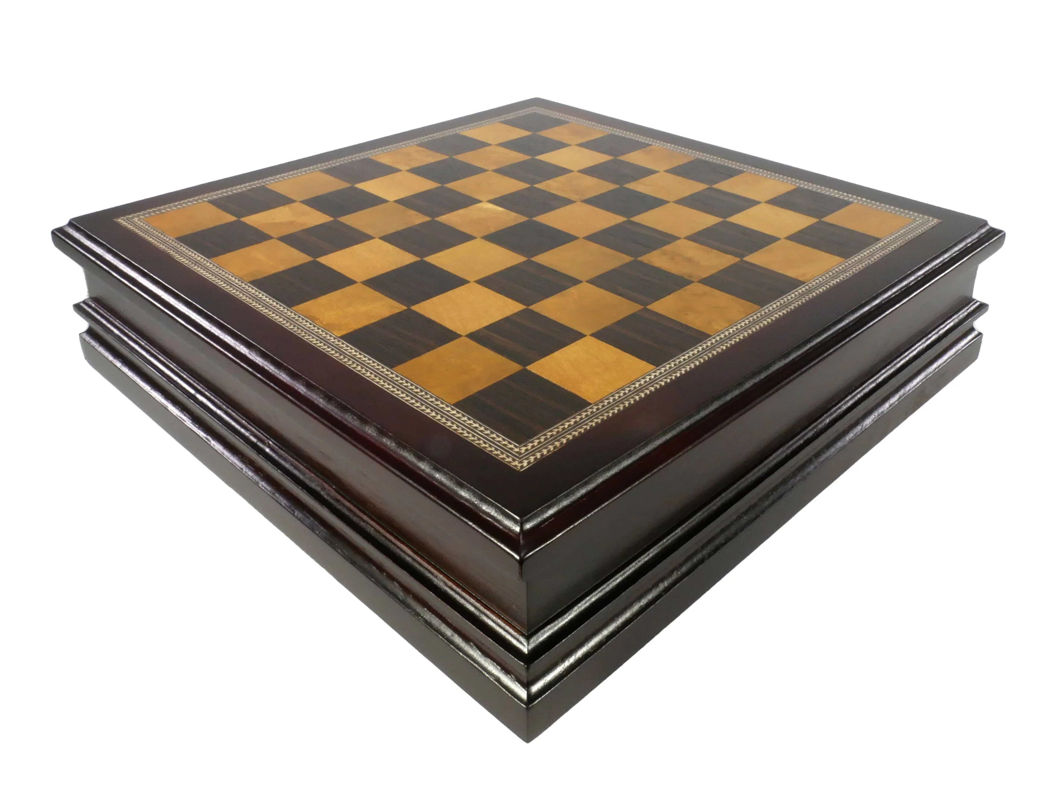 Chess Set - Metal Staunton Chessmen in Wood Chest - Image 2