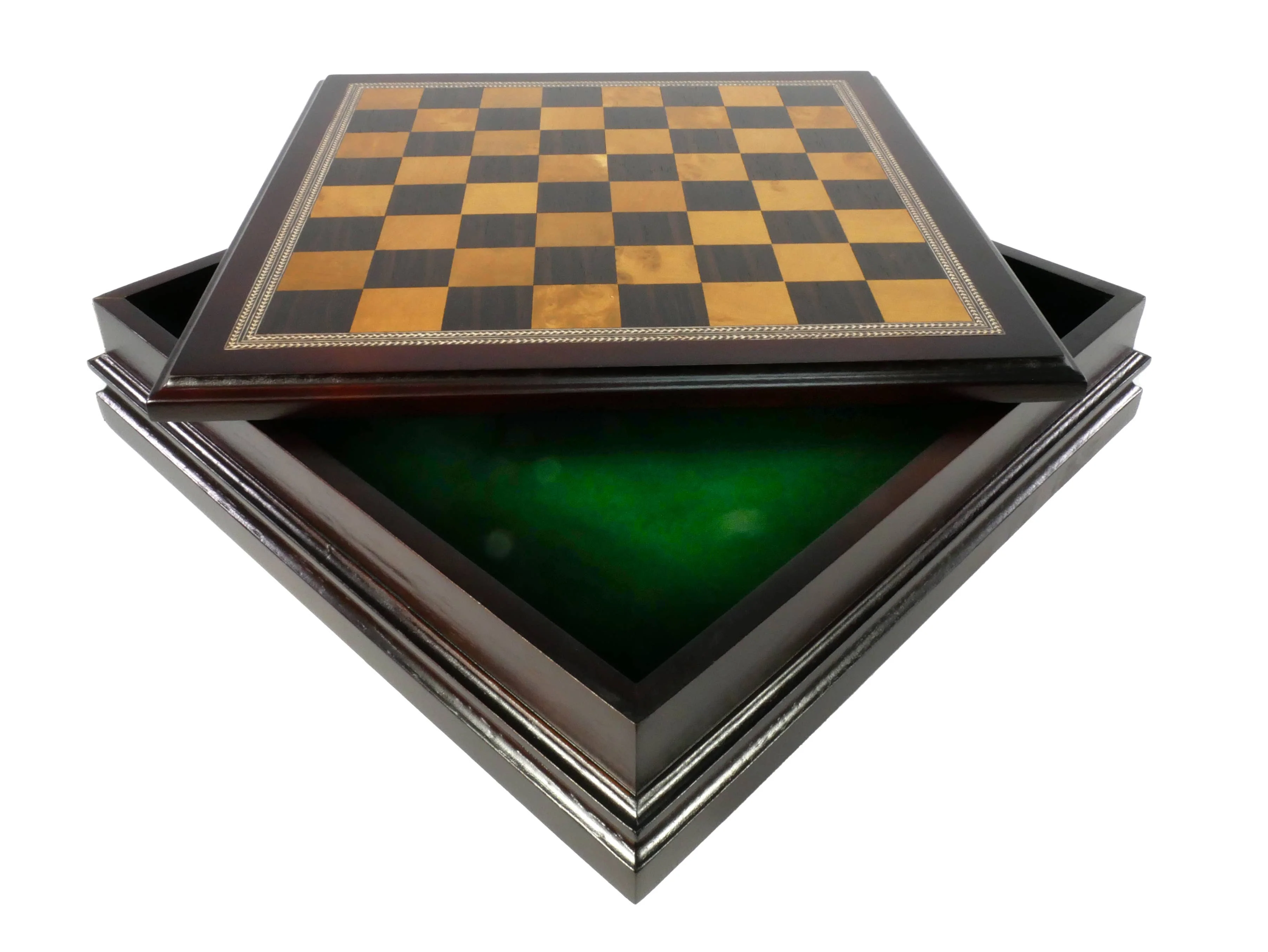 Chess Set - Metal Staunton Chessmen in Wood Chest - Image 3