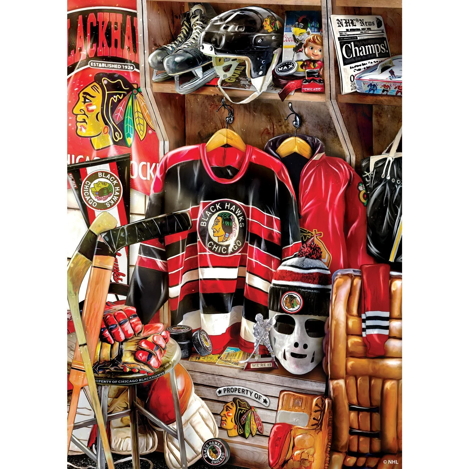 Chicago Blackhawks - Locker Room 500 Piece Jigsaw Puzzle by MasterPieces Puzzle Company INC - Image 2