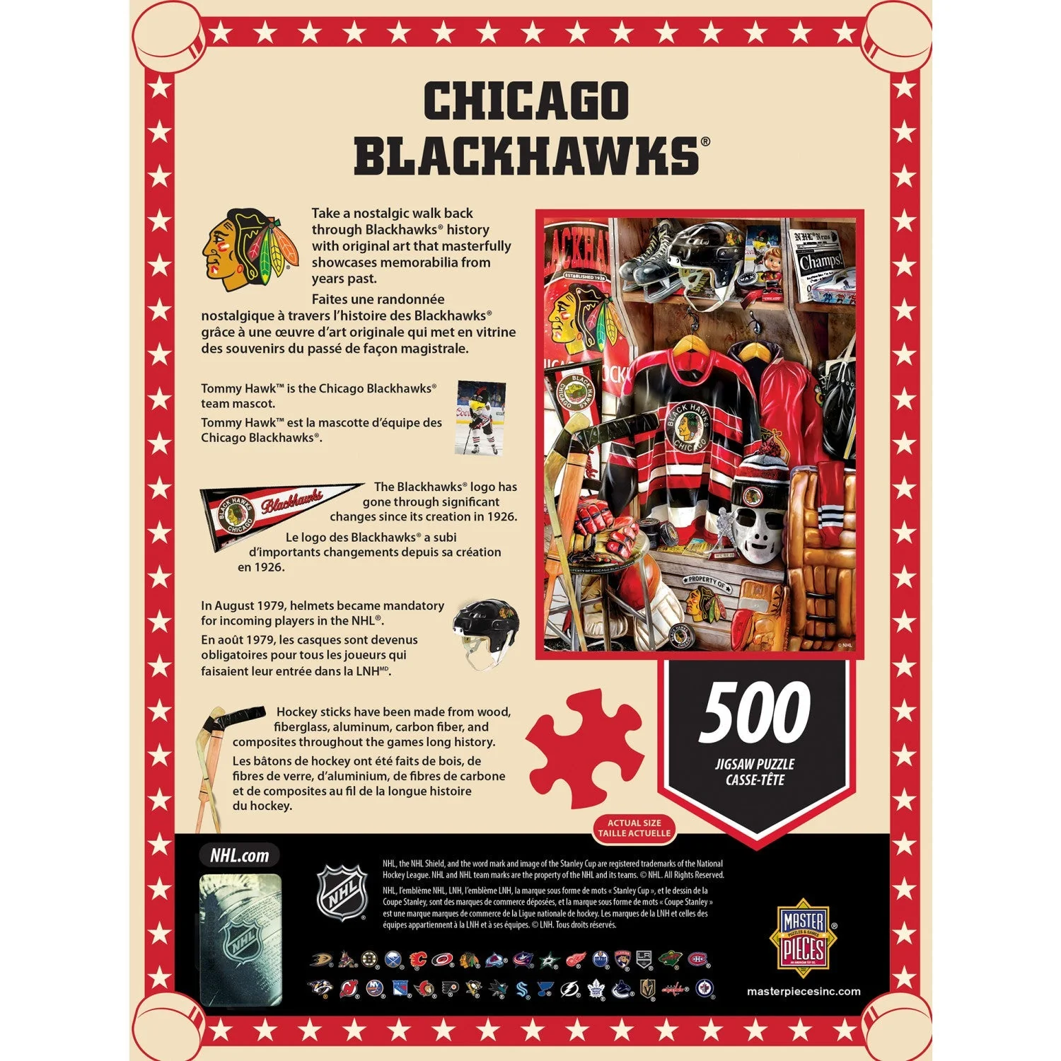 Chicago Blackhawks - Locker Room 500 Piece Jigsaw Puzzle by MasterPieces Puzzle Company INC - Image 3