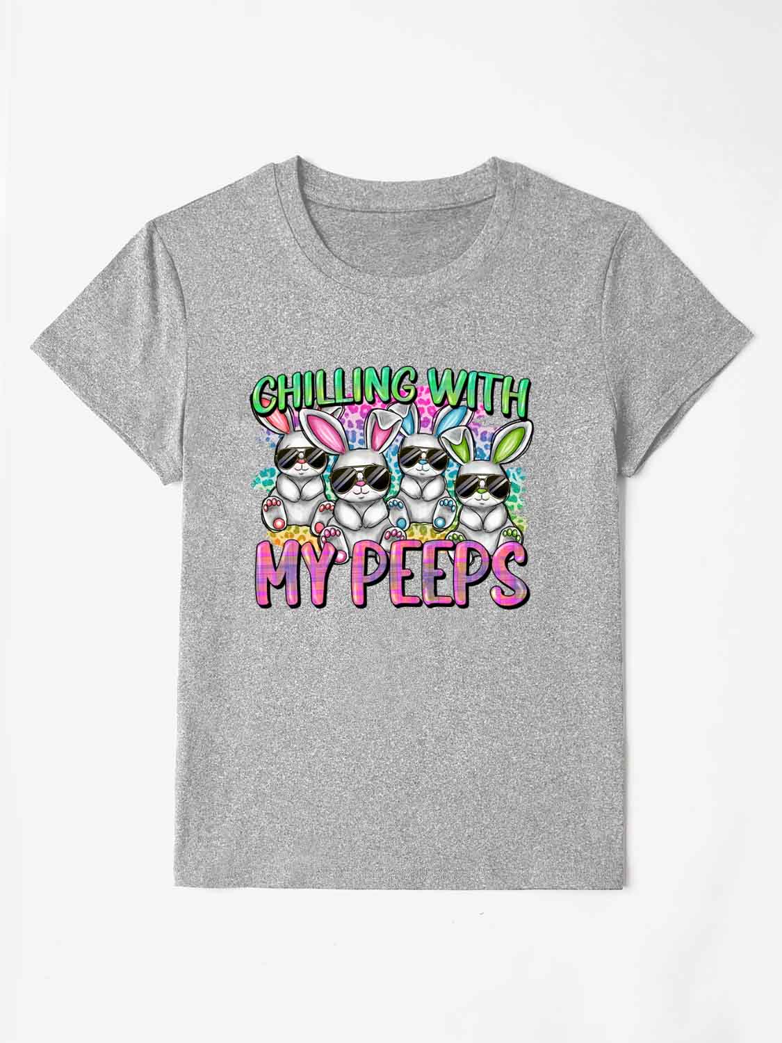 CHILLING WITH MY PEEPS Round Neck T-Shirt - Image 13