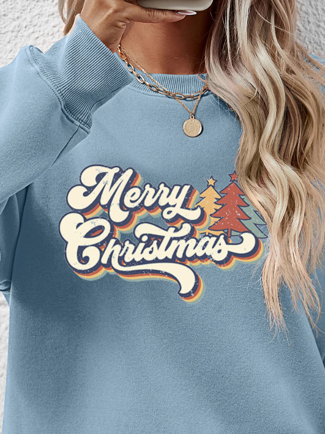 Christmas Letter Graphic Round Neck Sweatshirt - Image 14