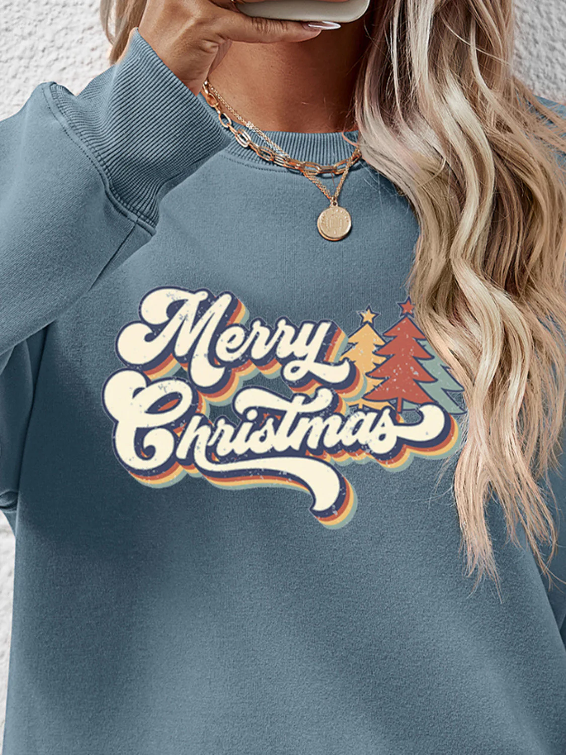 Christmas Letter Graphic Round Neck Sweatshirt - Image 23