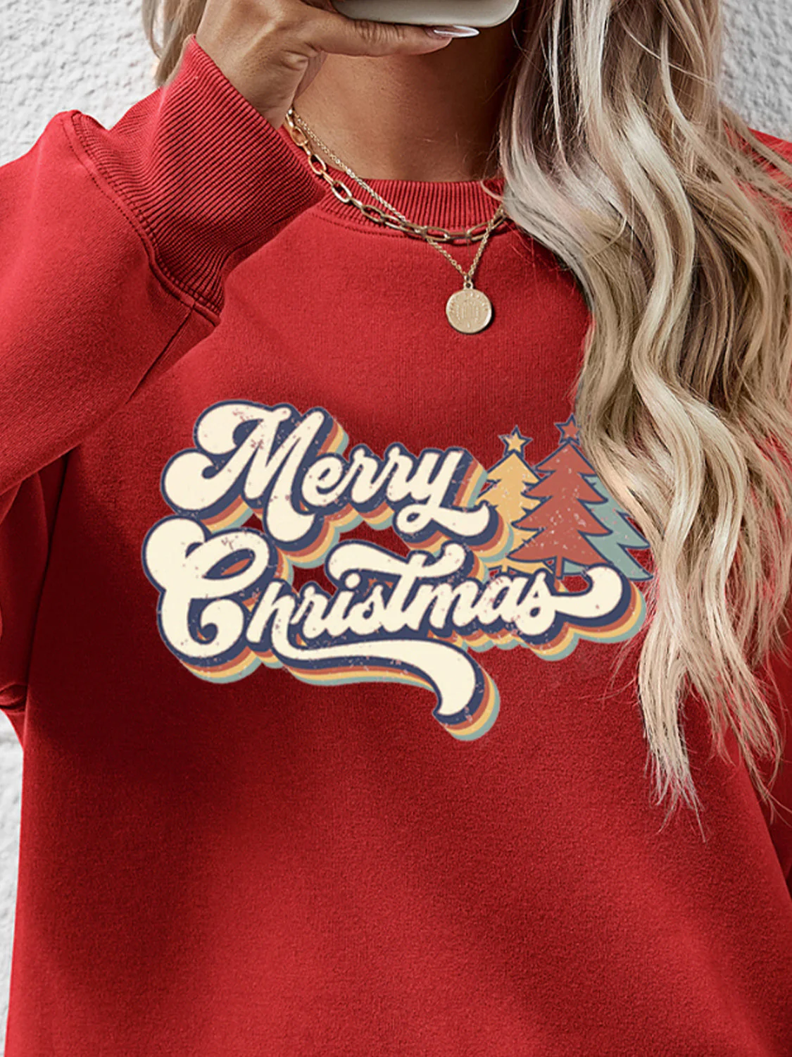 Christmas Letter Graphic Round Neck Sweatshirt - Image 8
