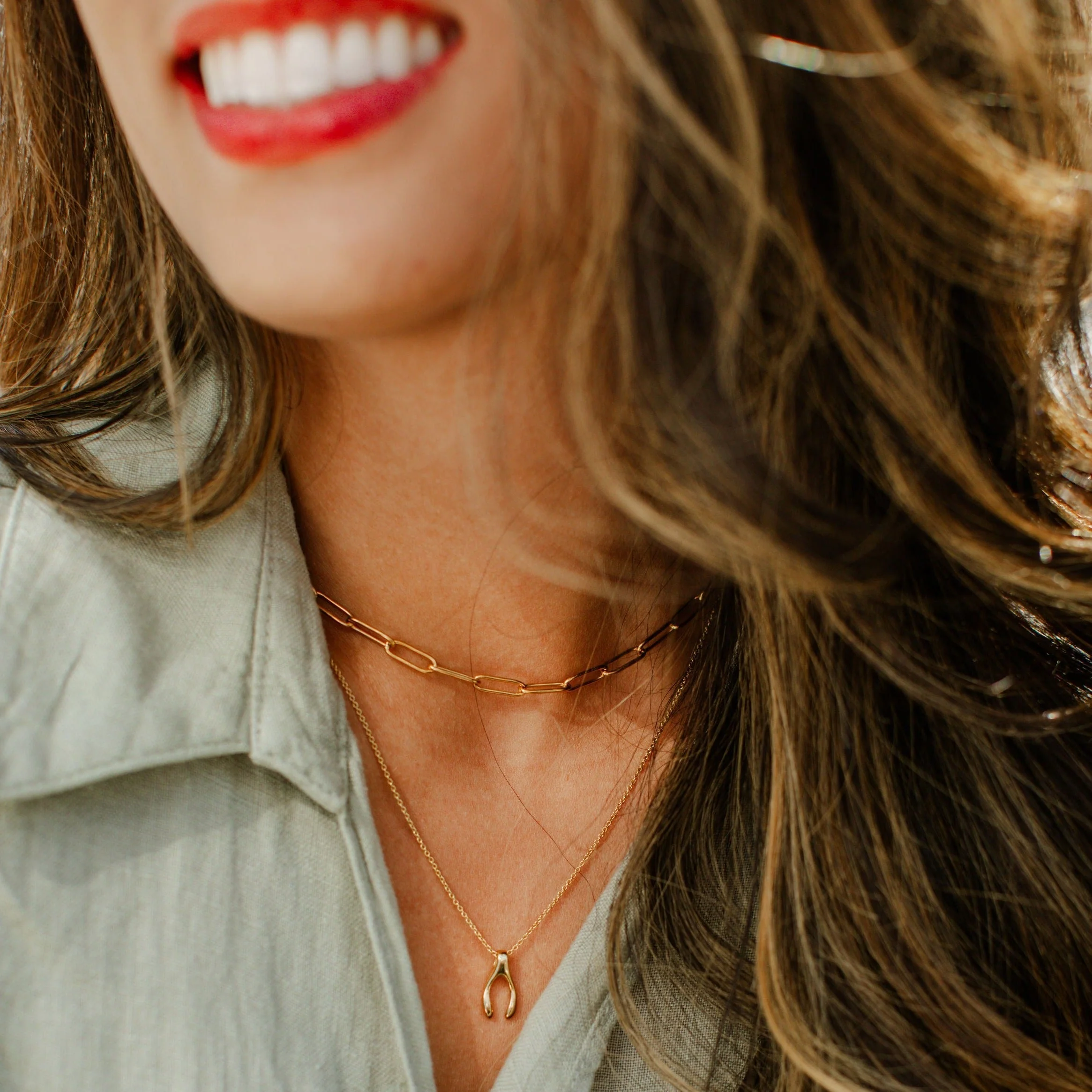 Classic Gold Stone Pendant Necklace Set - Paperclip Chain & Tiger's Eye by ETHICGOODS - Image 5
