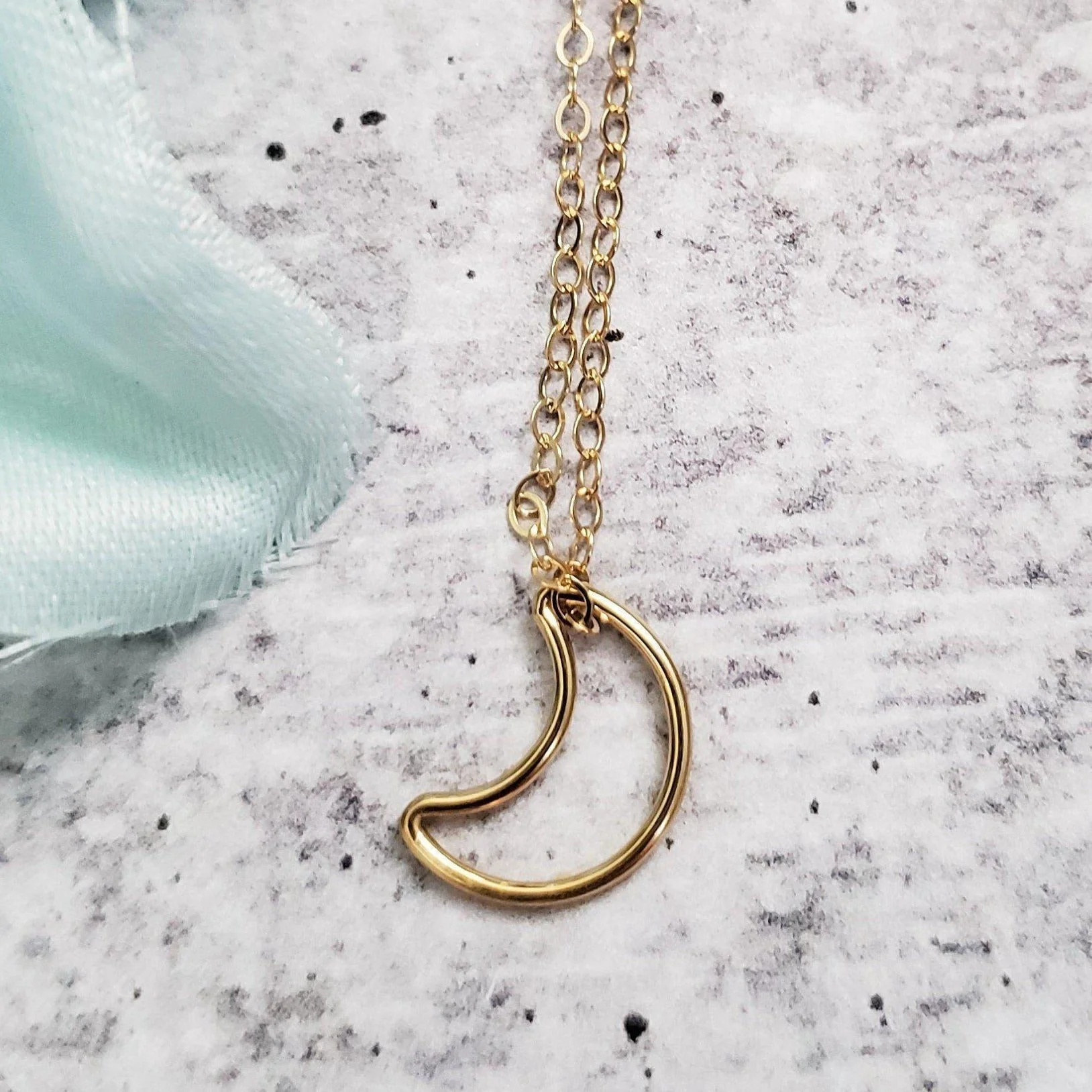 Classic Moon Gold Necklace by Salt and Sparkle - Image 2