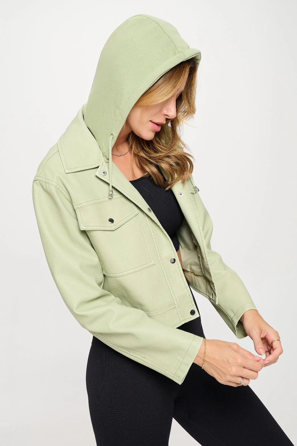 Coalition LA Snap Down Cropped Hooded Jacket - Image 3