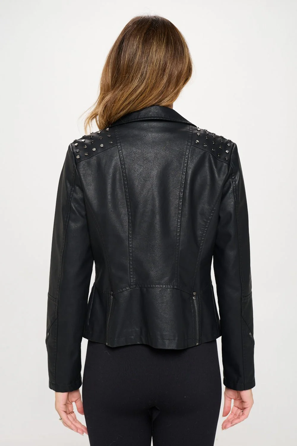 Coalition LA Studded Classic Moto Faux Leather Jacket - Image 2