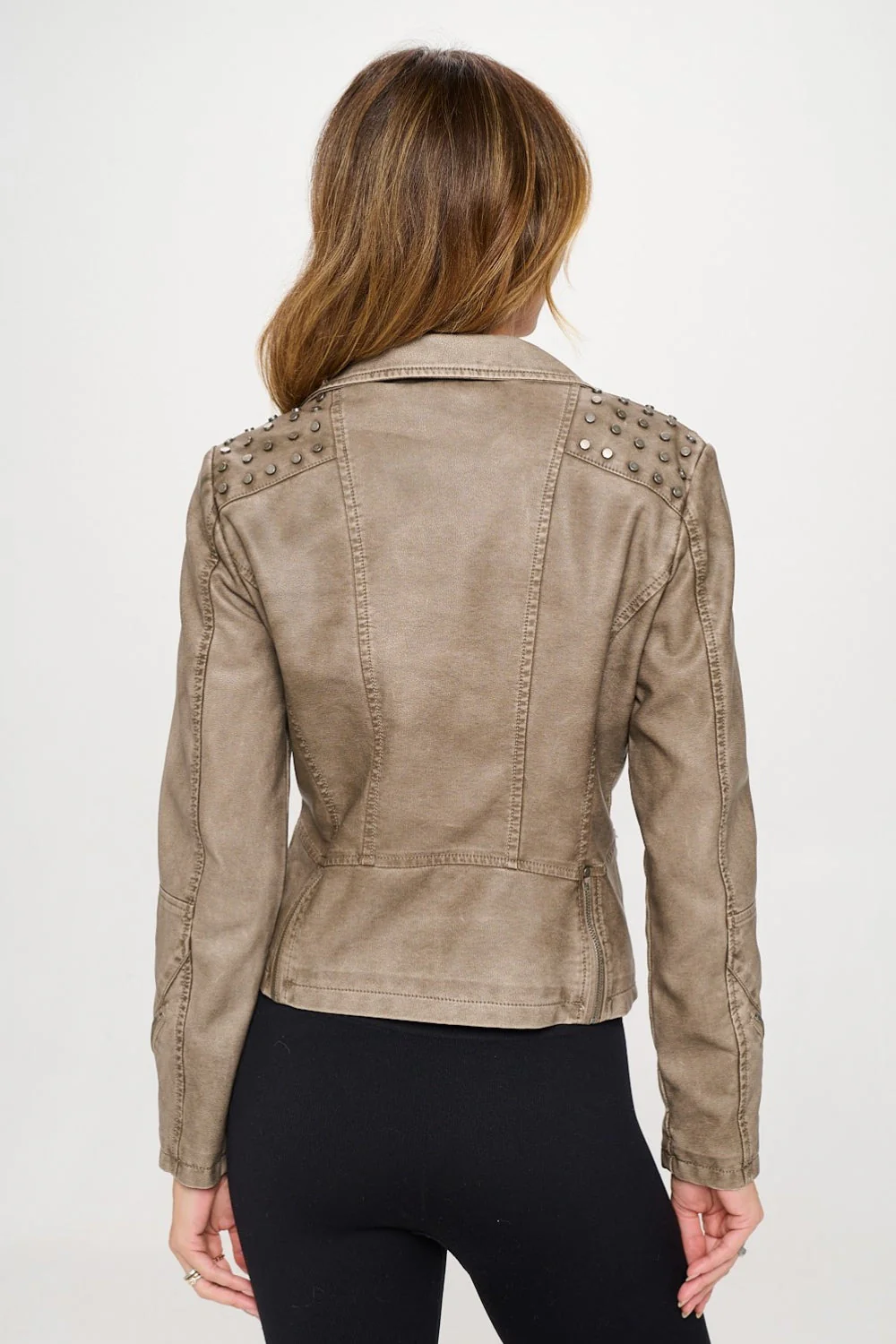 Coalition LA Studded Classic Moto Faux Leather Jacket - Image 2