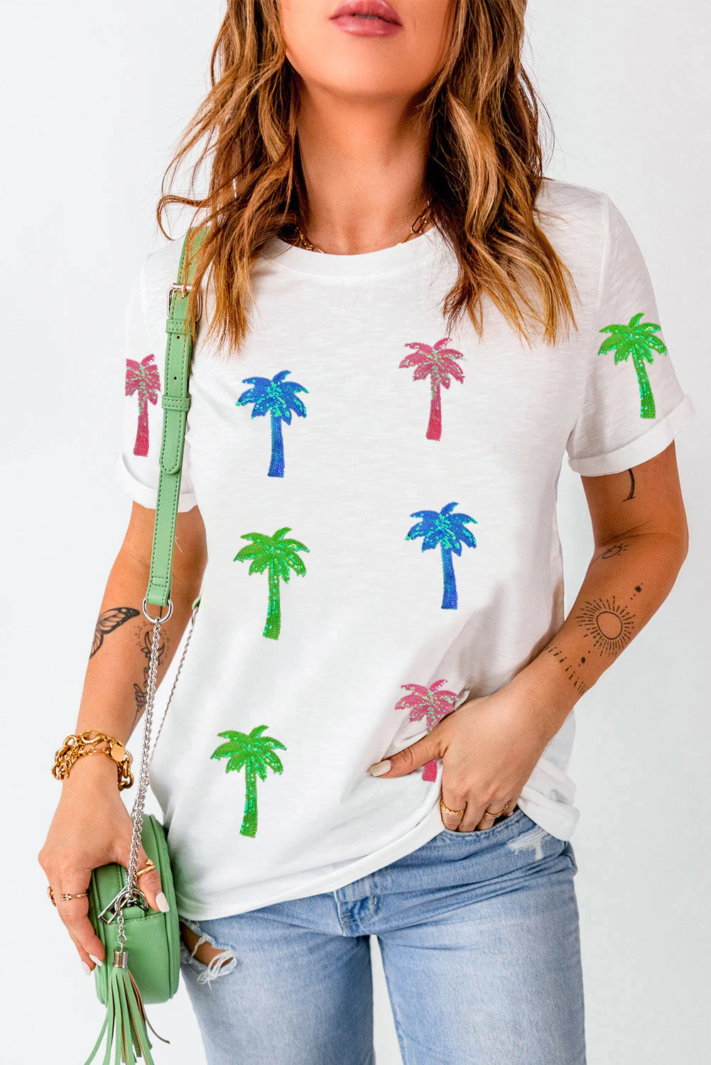 Coconut Palm Round Neck Short Sleeve T-Shirt - Image 2