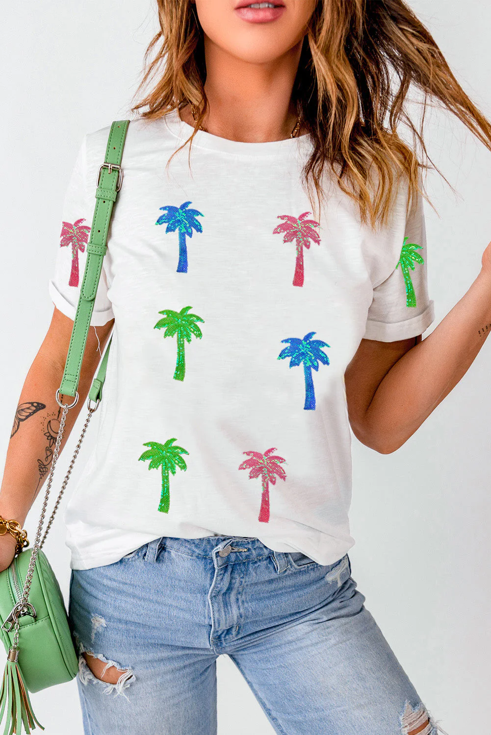 Coconut Palm Round Neck Short Sleeve T-Shirt - Image 3