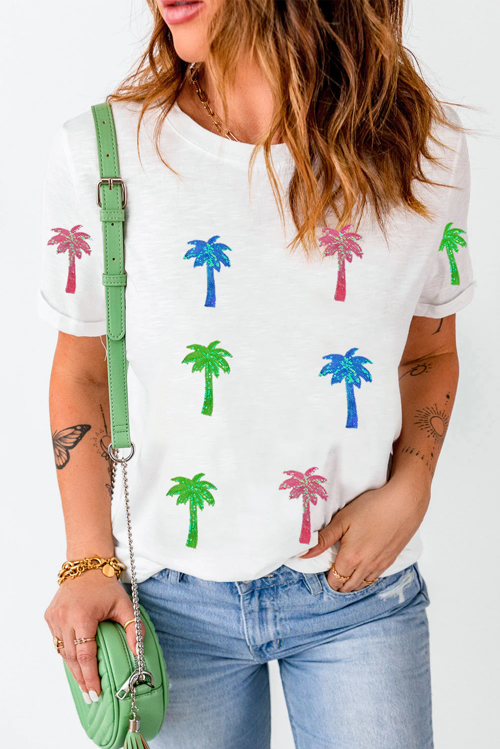 Coconut Palm Round Neck Short Sleeve T-Shirt - Image 4