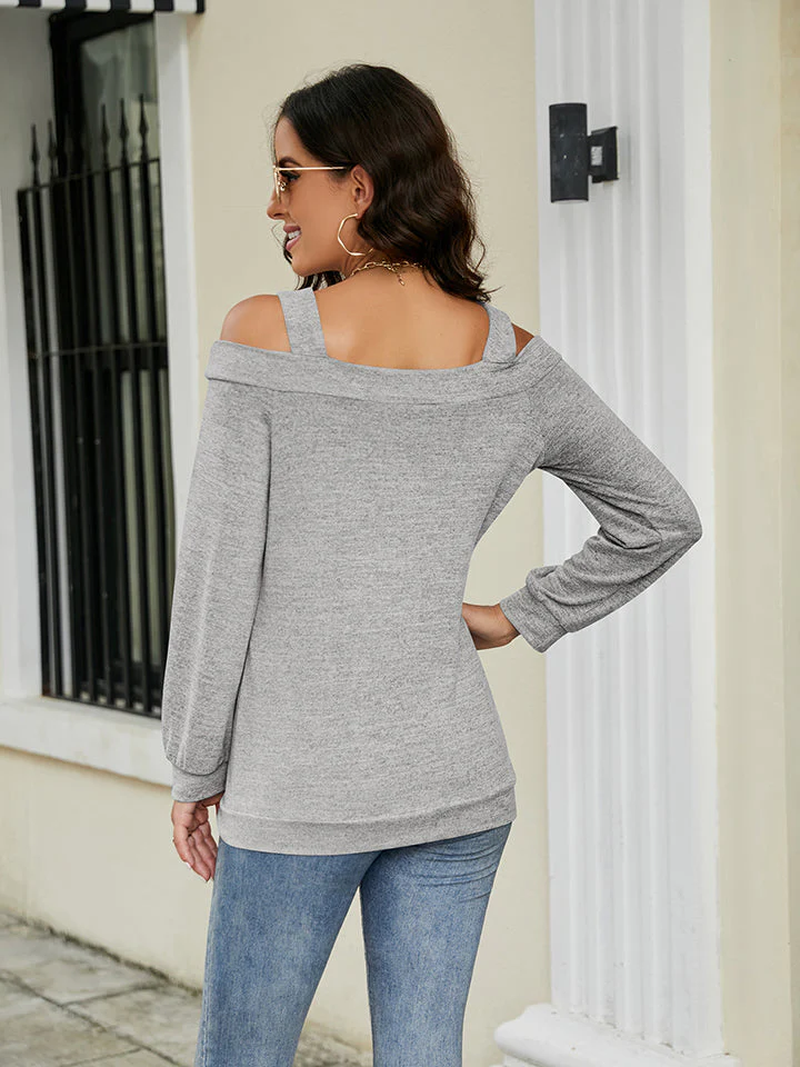 Cold Shoulder Cutout Square Neck Blouse - Image 2