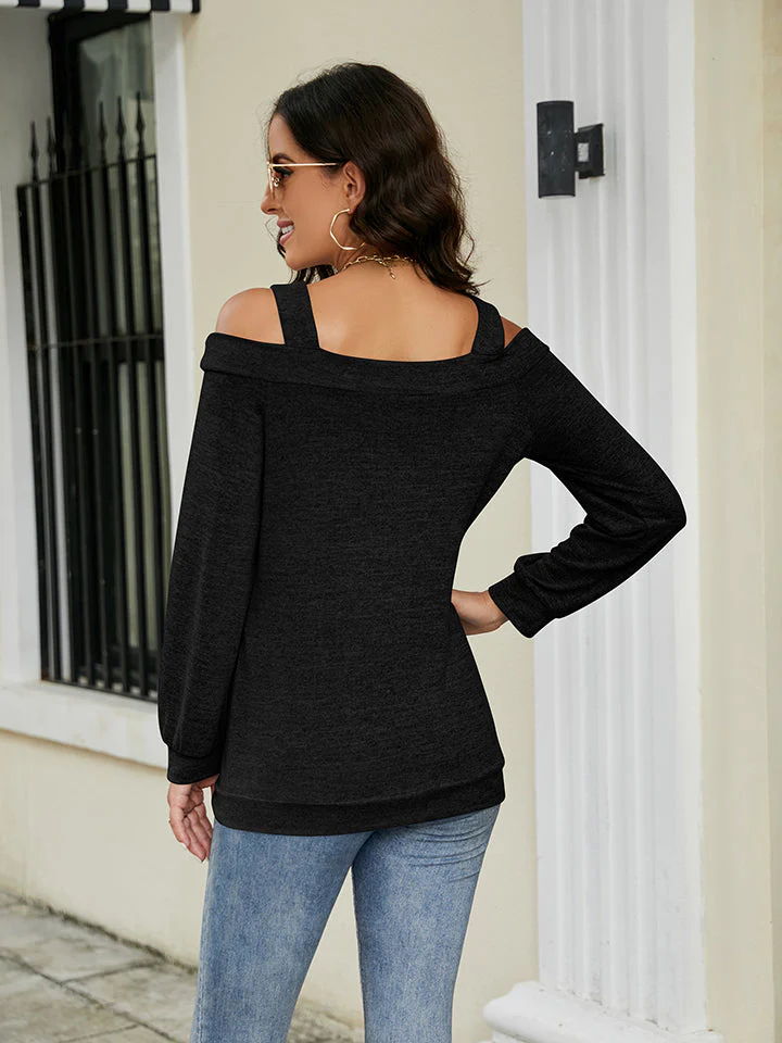 Cold Shoulder Cutout Square Neck Blouse - Image 6
