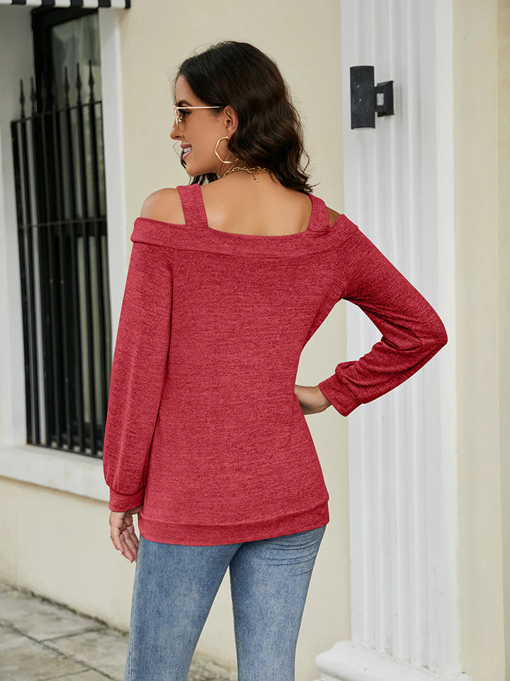 Cold Shoulder Cutout Square Neck Blouse - Image 9