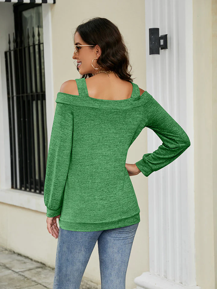 Cold Shoulder Cutout Square Neck Blouse - Image 2