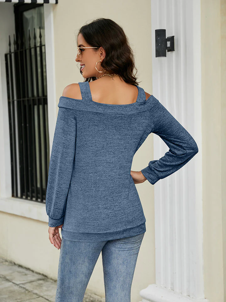 Cold Shoulder Cutout Square Neck Blouse - Image 6