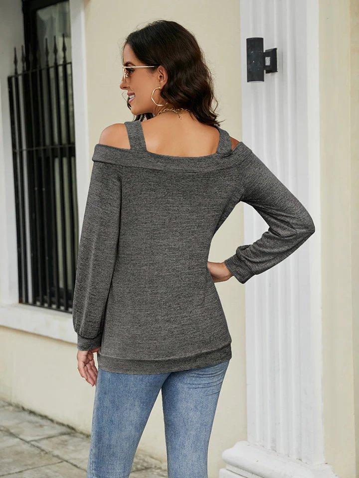 Cold Shoulder Cutout Square Neck Blouse - Image 9