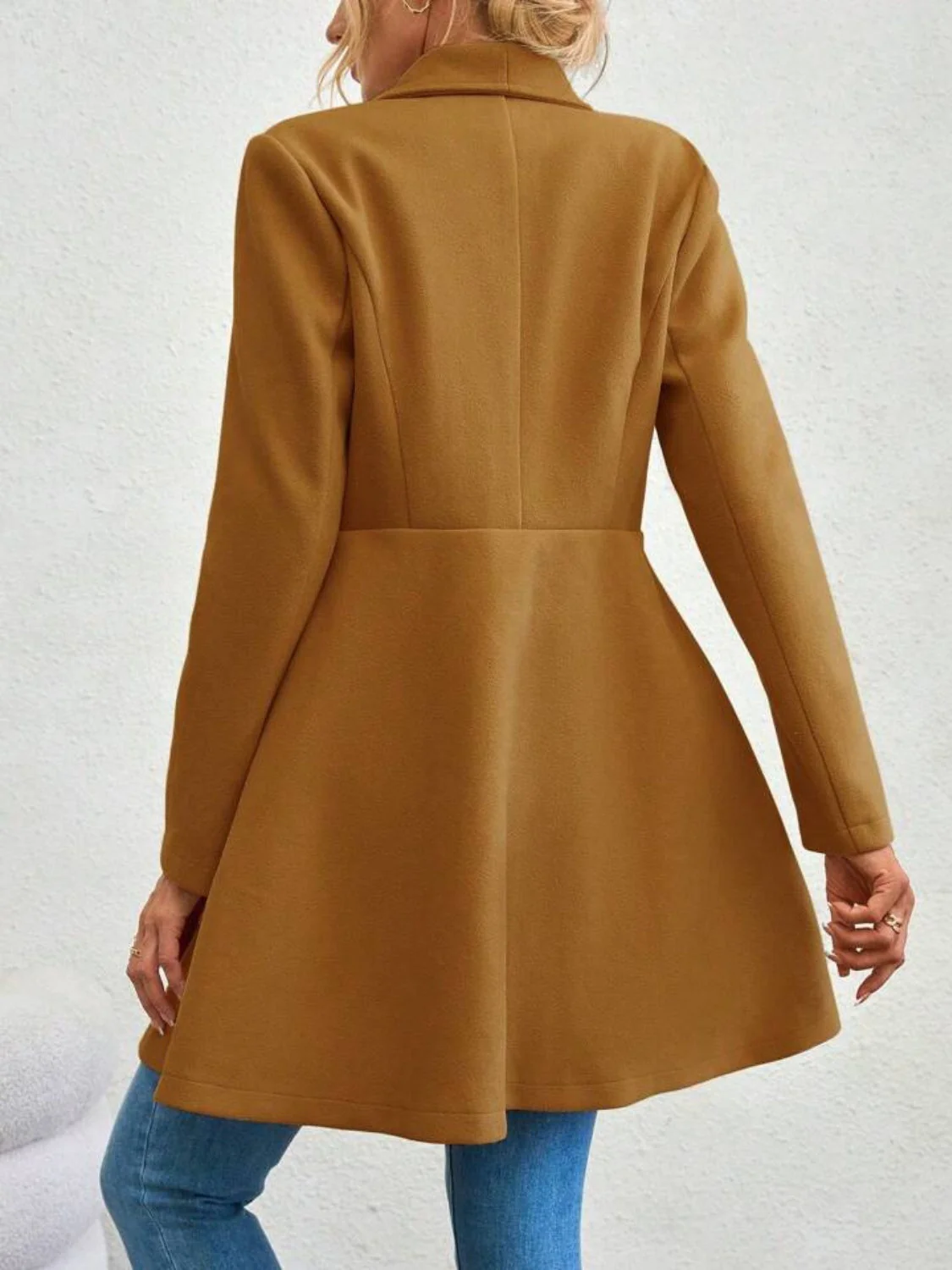 Collared Neck Button Up Long Sleeve Coat - Image 18