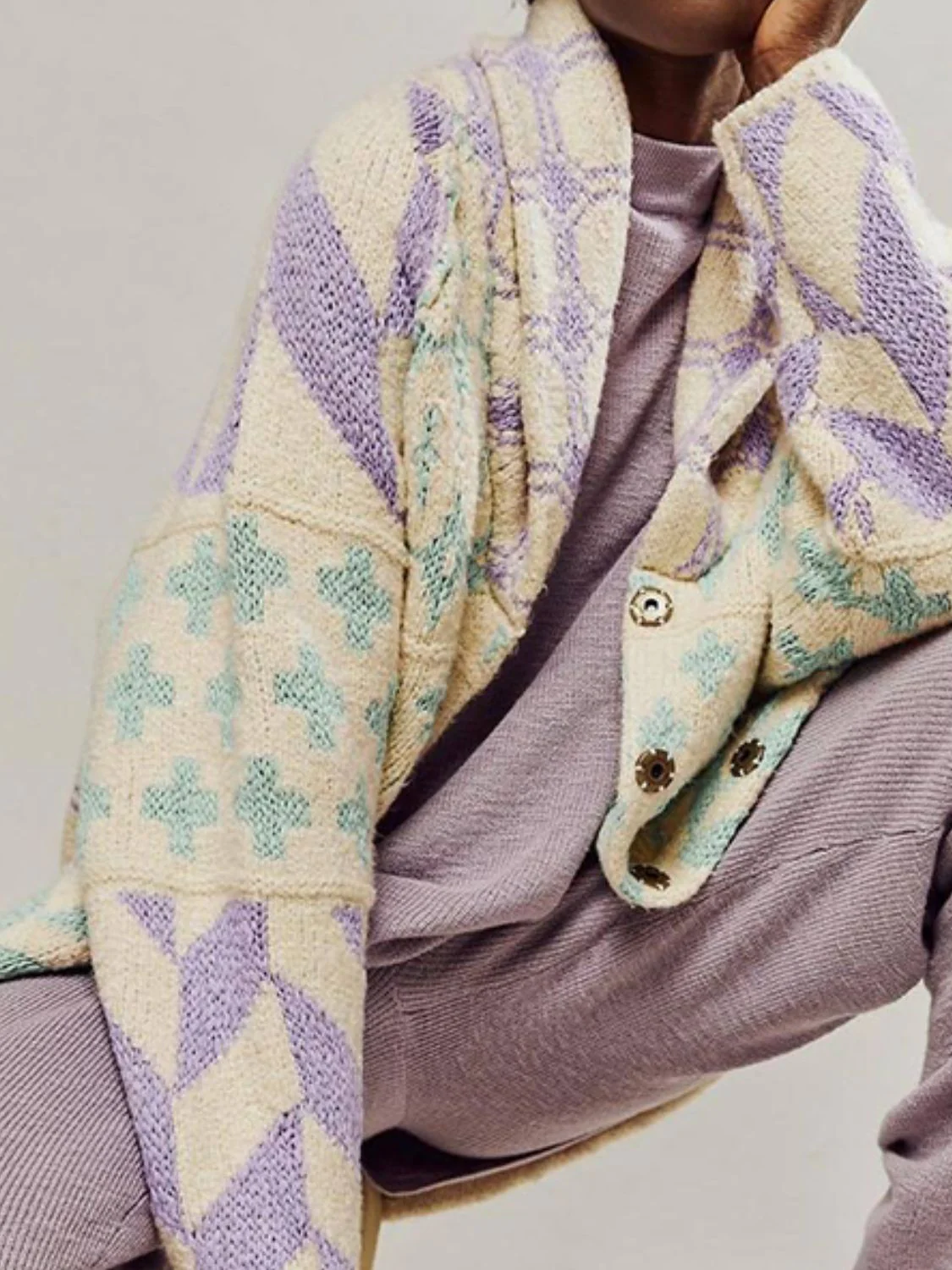 Collared Neck Long Sleeve Cardigan - Image 6
