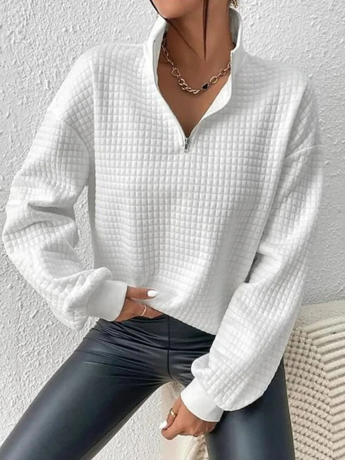 Collared Neck Long Sleeve Sweatshirt - Image 3