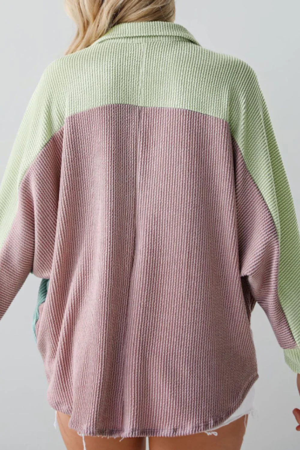Color Block Corded Button Up Shacket - Image 4