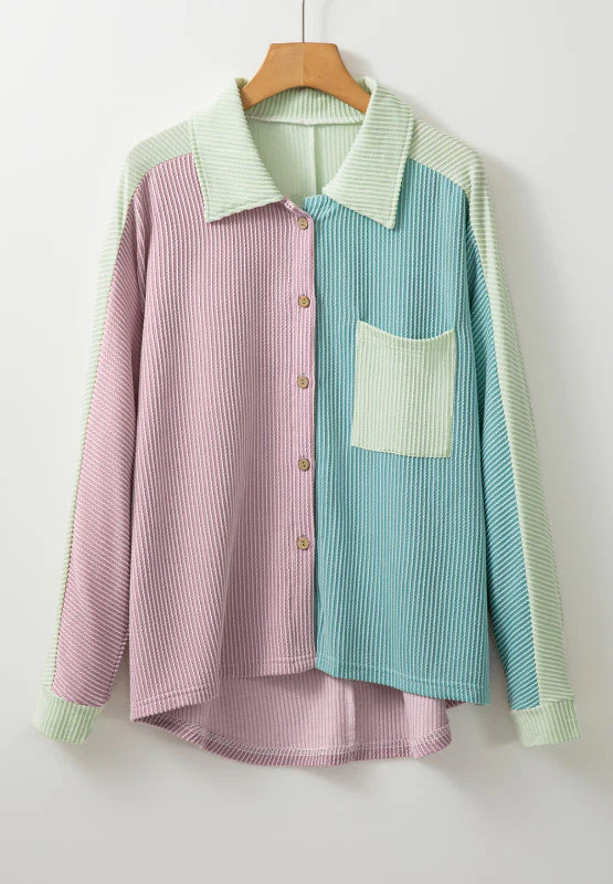 Color Block Corded Button Up Shacket - Image 5