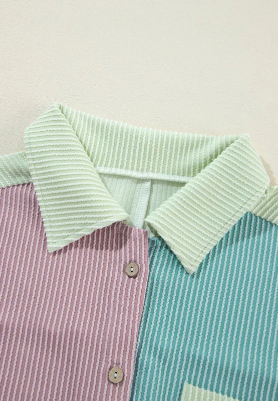 Color Block Corded Button Up Shacket - Image 7