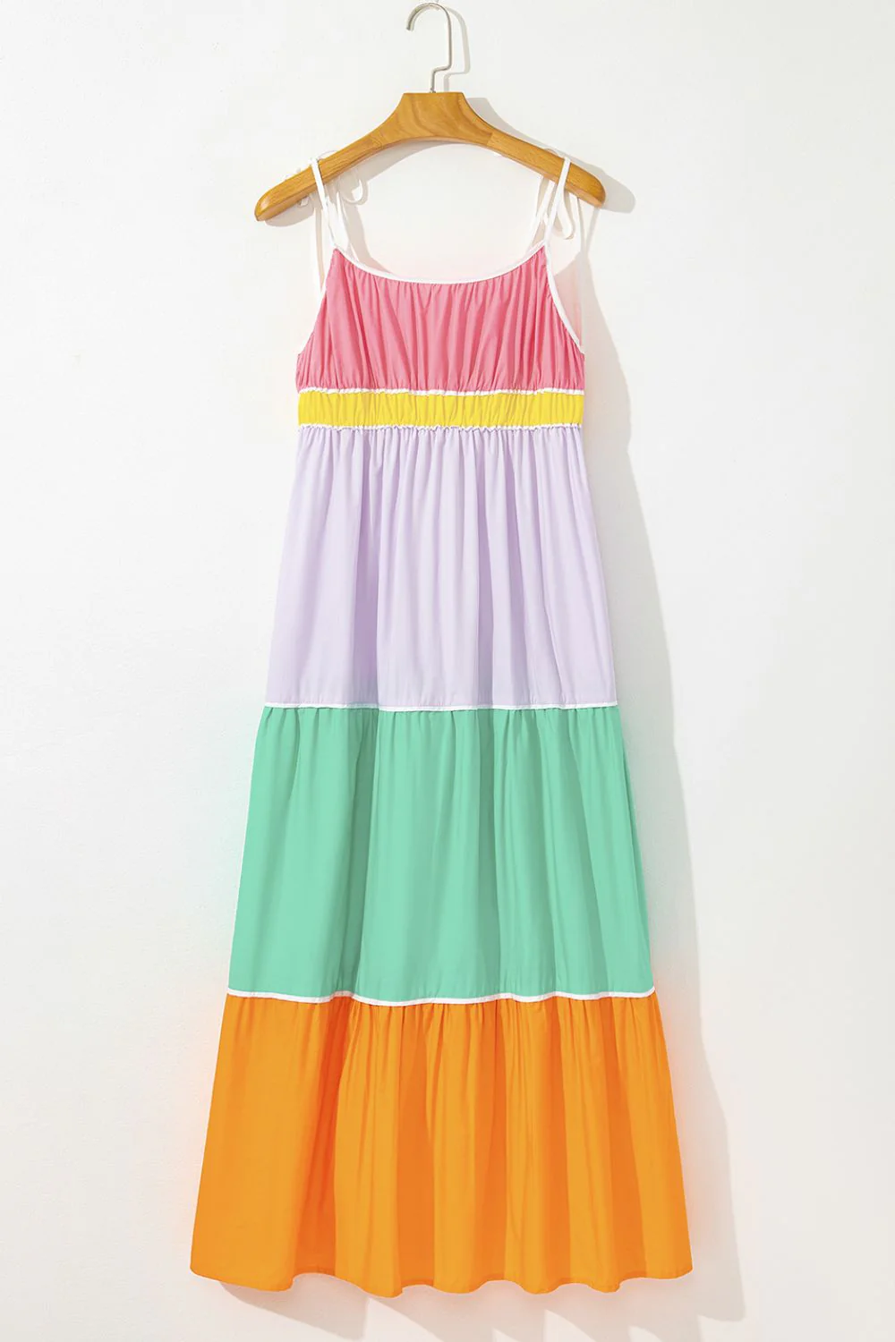 Color Block Flowy Tiered Maxi Dress with Pockets - Image 5