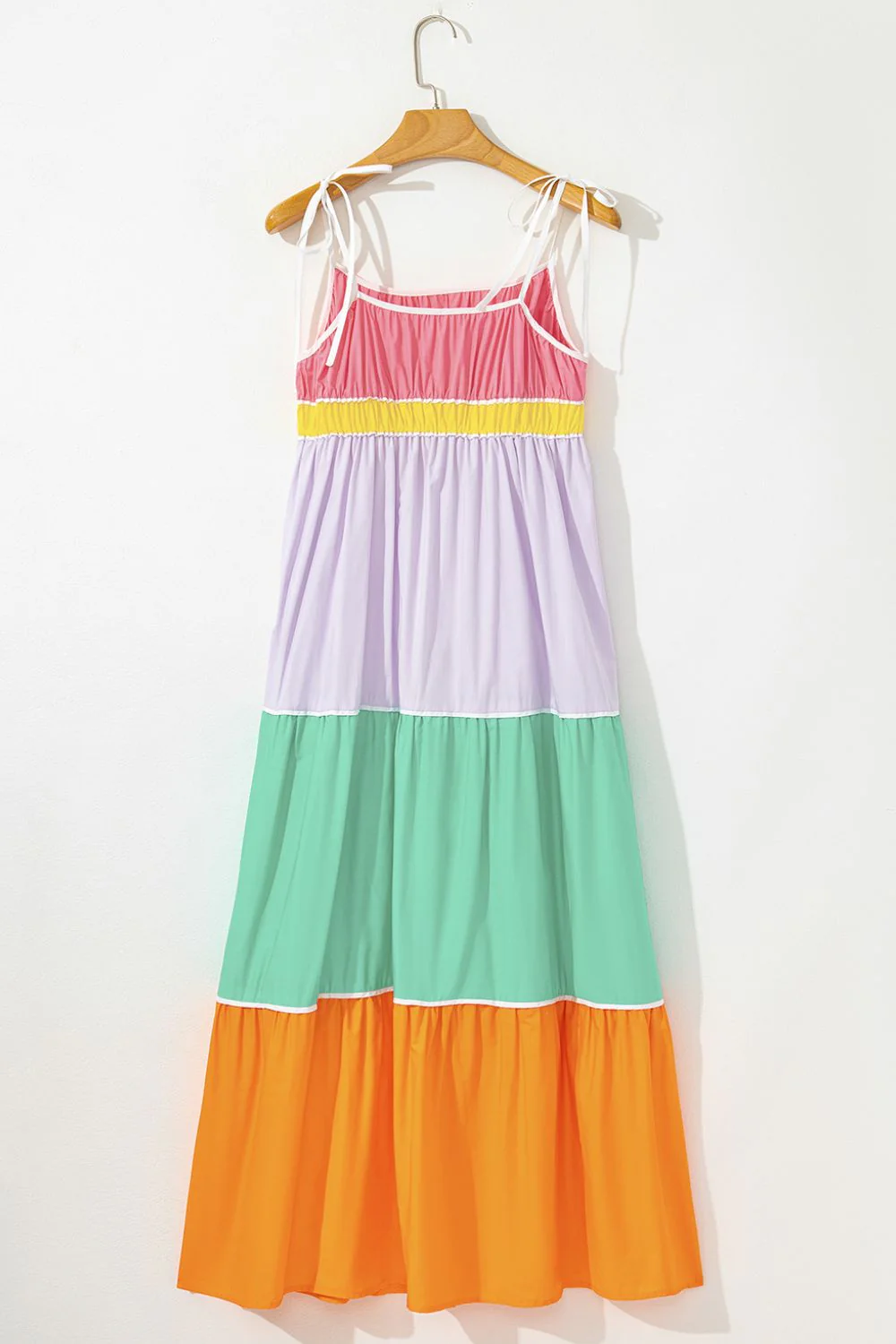 Color Block Flowy Tiered Maxi Dress with Pockets - Image 6