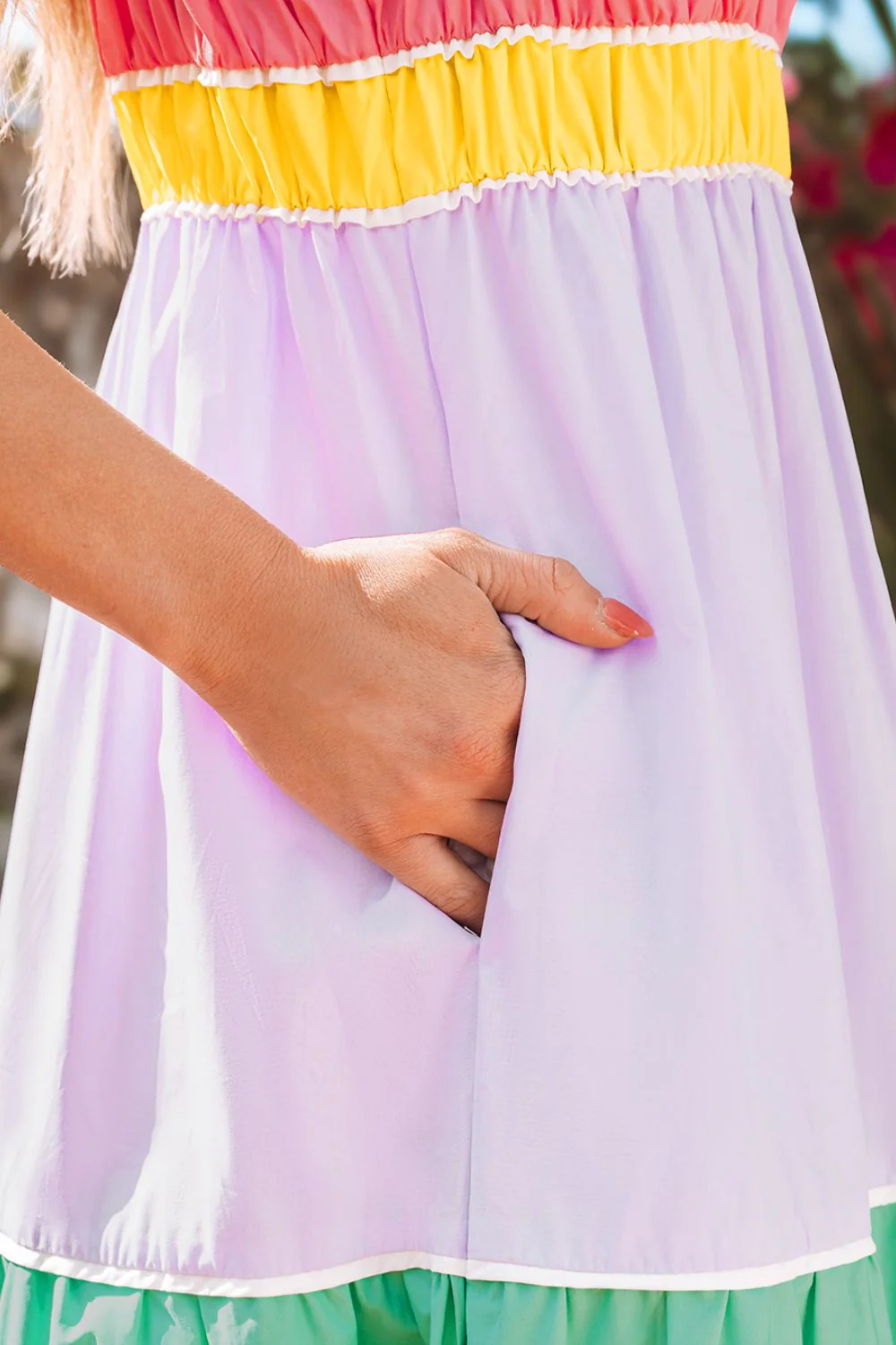 Color Block Flowy Tiered Maxi Dress with Pockets - Image 7