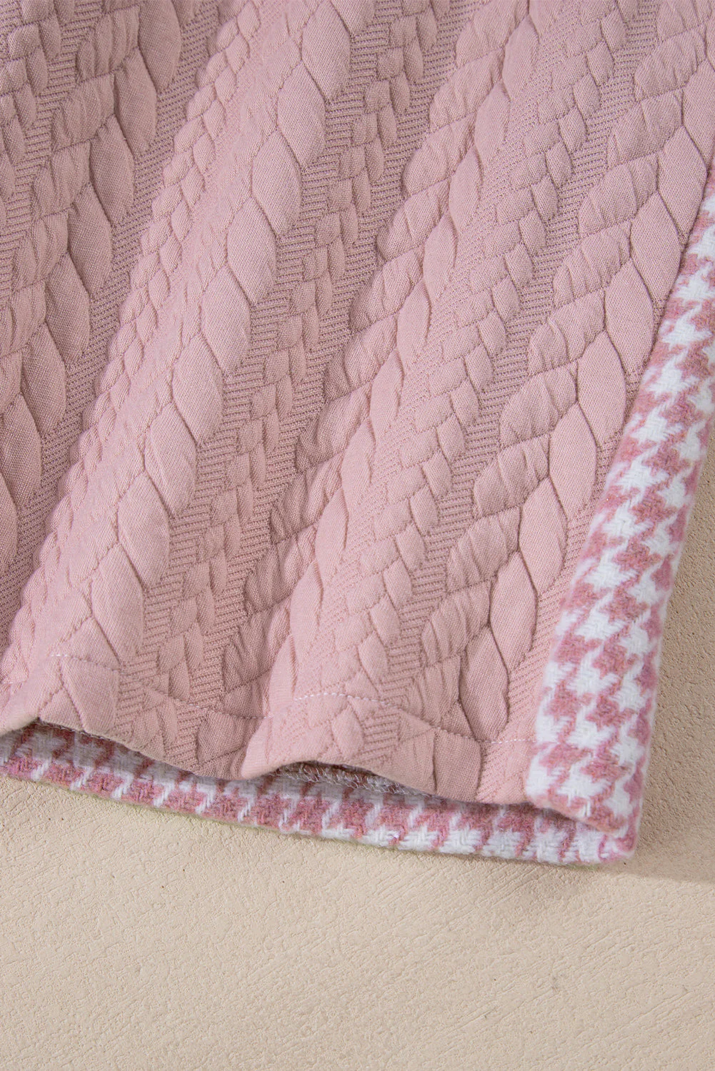 Color Block Houndstooth Collared Neck Shacket - Image 13