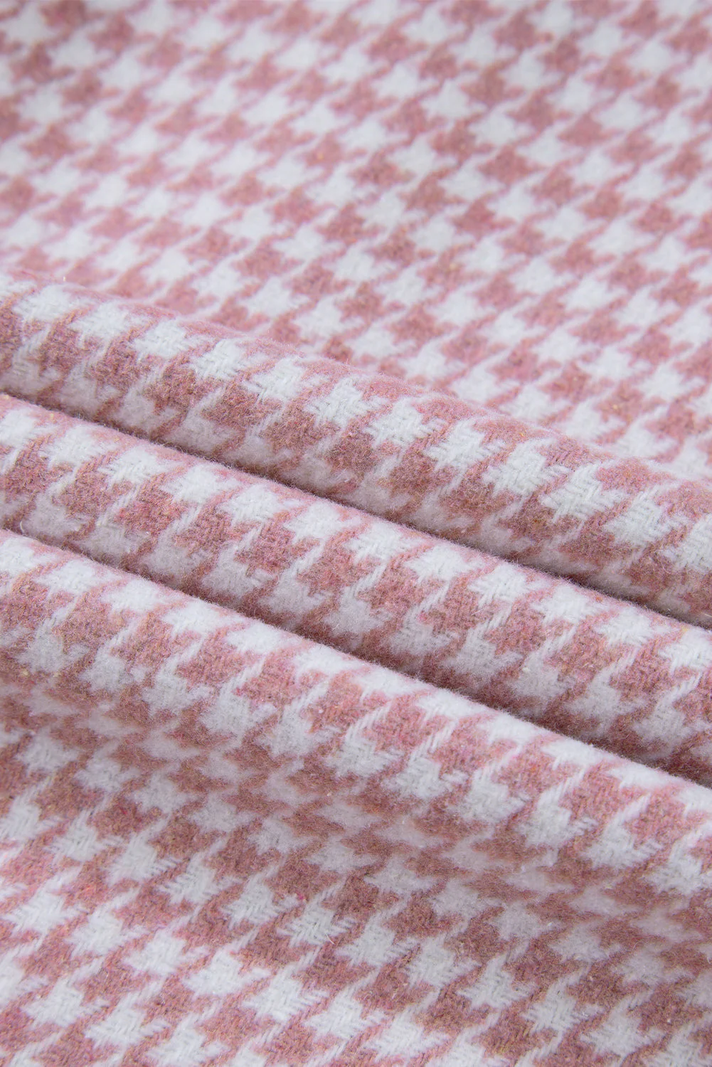 Color Block Houndstooth Collared Neck Shacket - Image 14