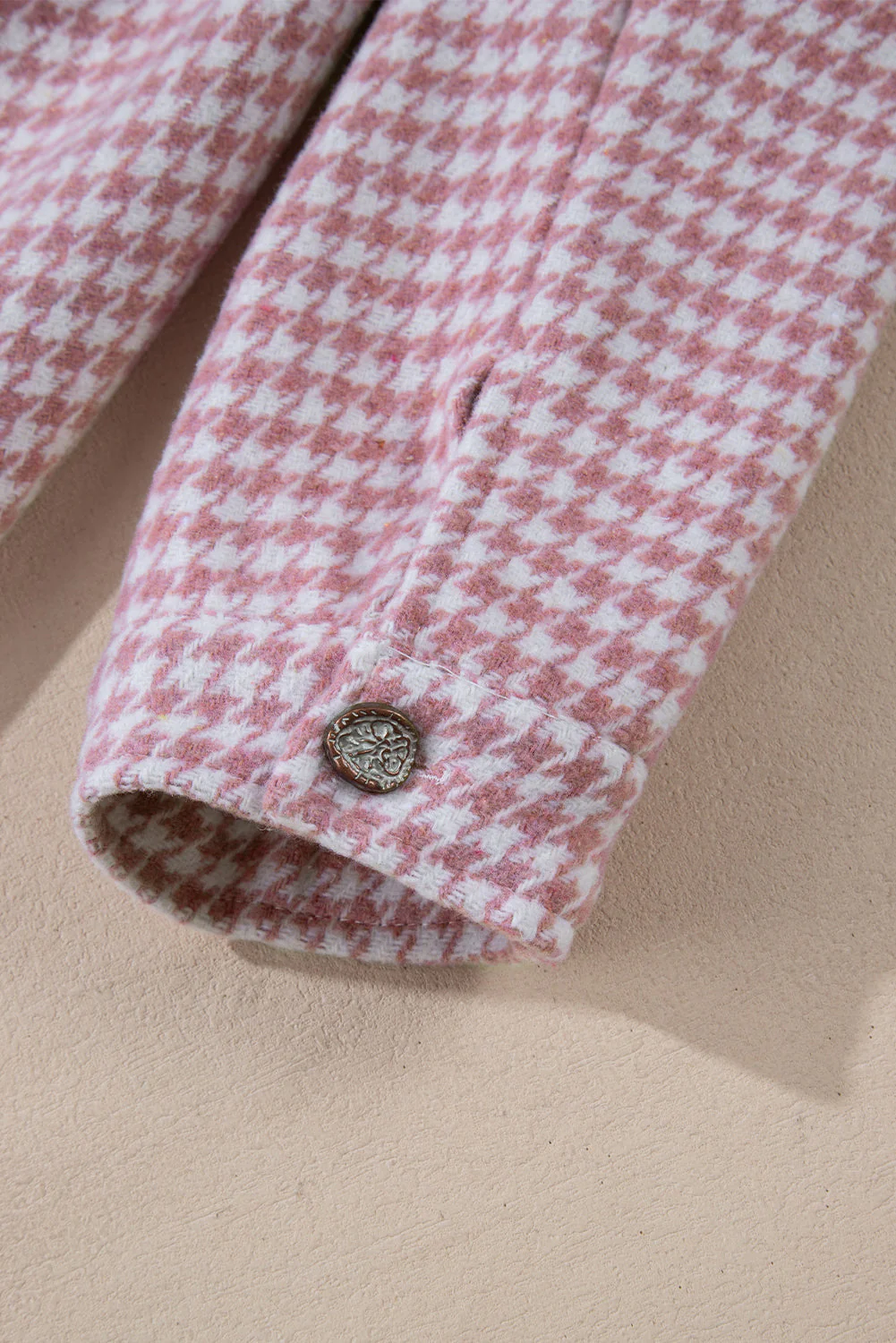 Color Block Houndstooth Collared Neck Shacket - Image 15