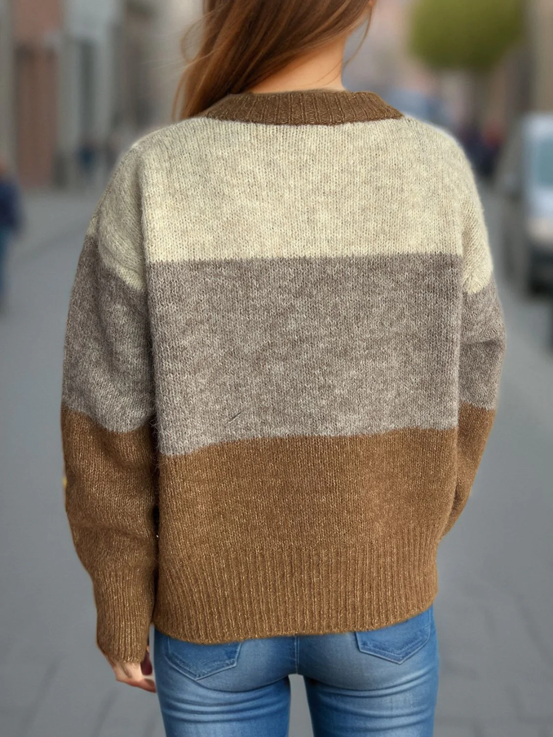Color Block Round Neck Button Up Cardigan - Image 9