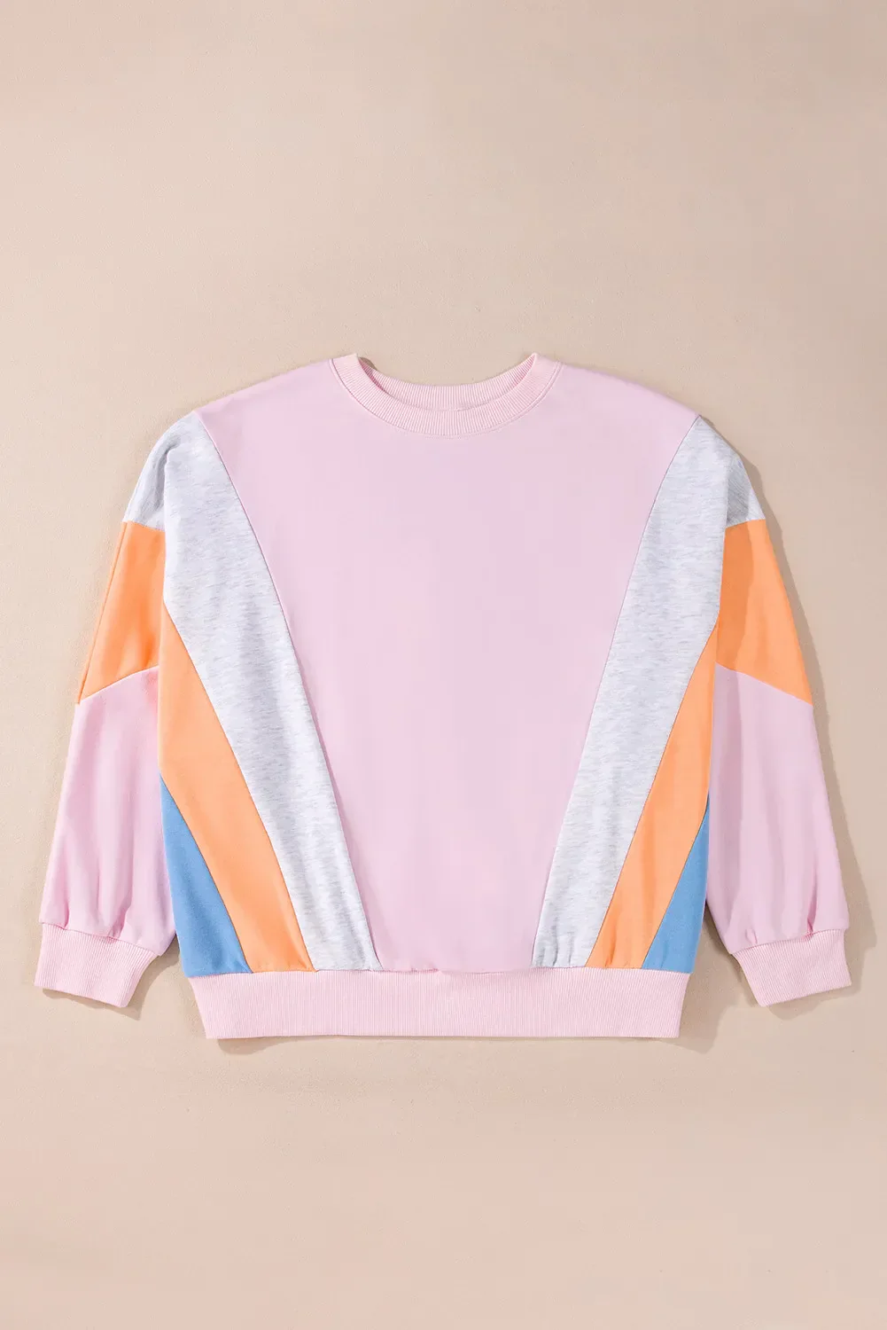 Color Block Round Neck Long Sleeve Sweatshirt - Image 2