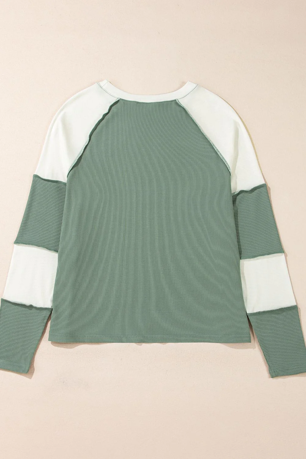 Color Block Round Neck Raglan Sleeve Top - Image 5