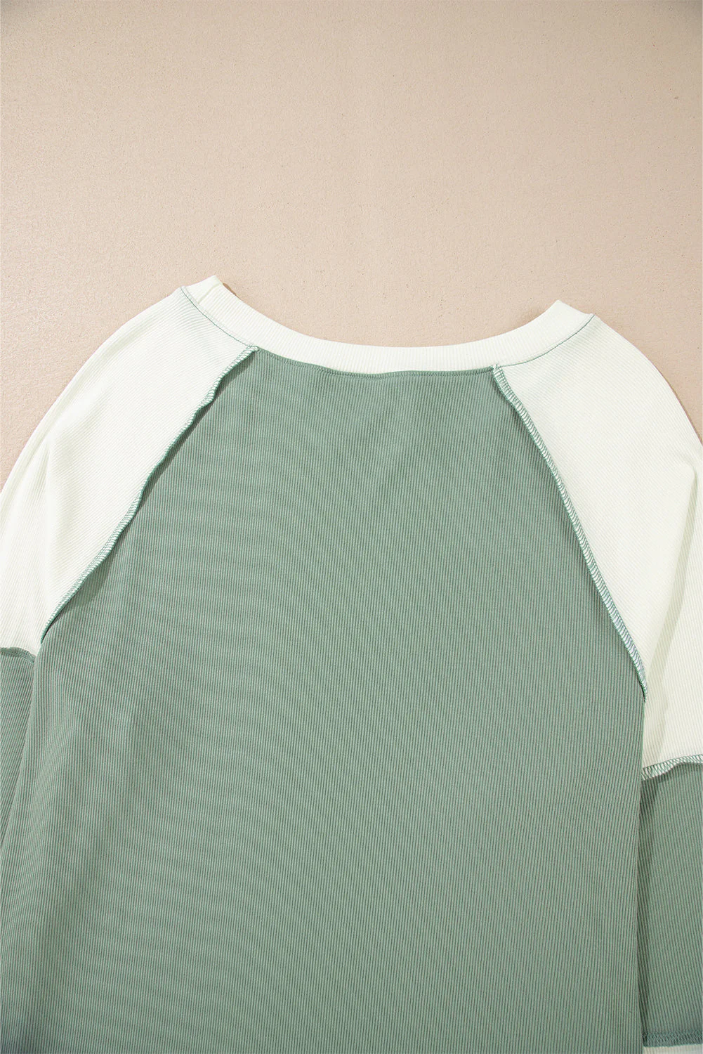 Color Block Round Neck Raglan Sleeve Top - Image 6