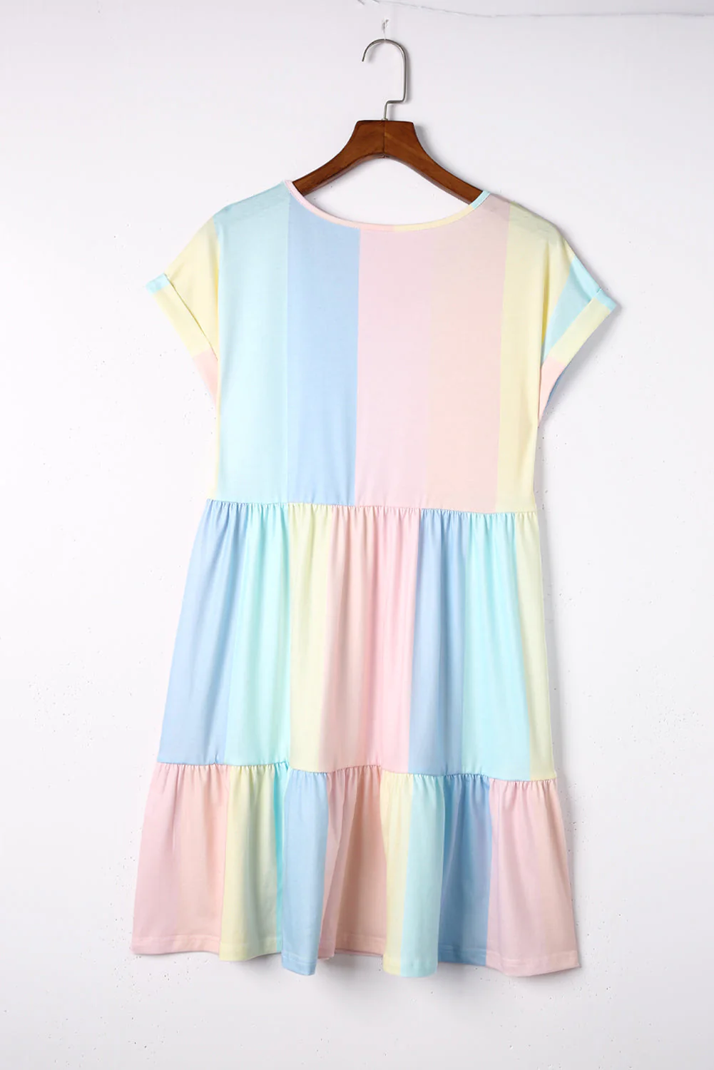 Color Block V-Neck Short Sleeve Mini Dress - Image 4