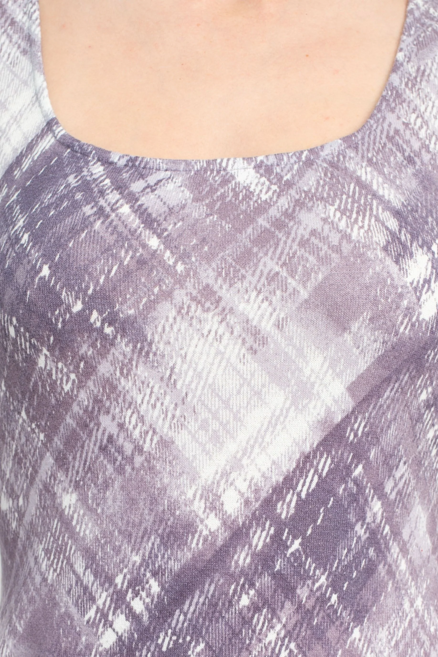 Connected Apparel Square Neck ¾ Sleeve Multi Print A-Line Knit Dress by Curated Brands - Image 4