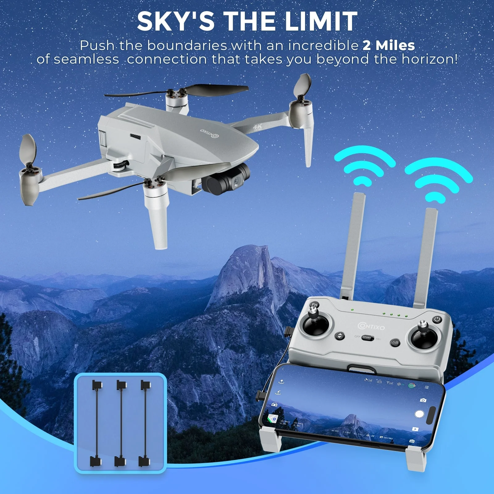 Contixo F36 Silver Horizon Remote Control FPV Foldable Drone with 4K HD Camera, 64GB MicroSD Card, & Carrying Case by Contixo - Image 2