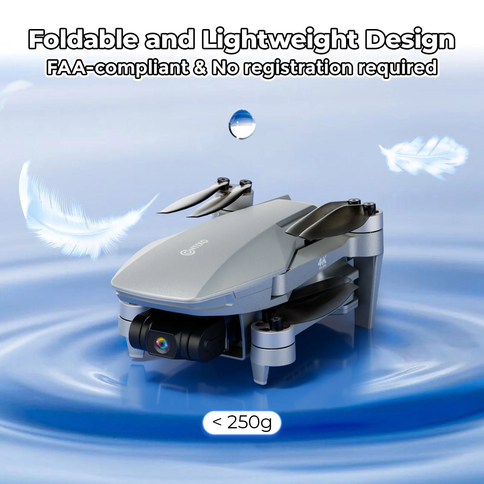 Contixo F36 Silver Horizon Remote Control FPV Foldable Drone with 4K HD Camera, 64GB MicroSD Card, & Carrying Case by Contixo - Image 5