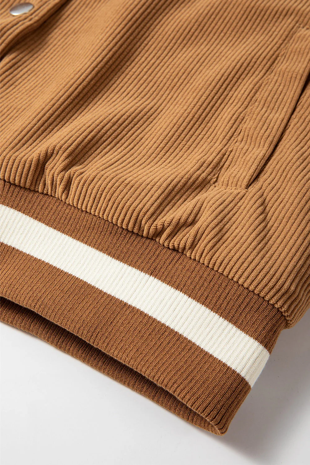 Contrast Baseball Collar Snap Down Long Sleeve Jacket - Image 15