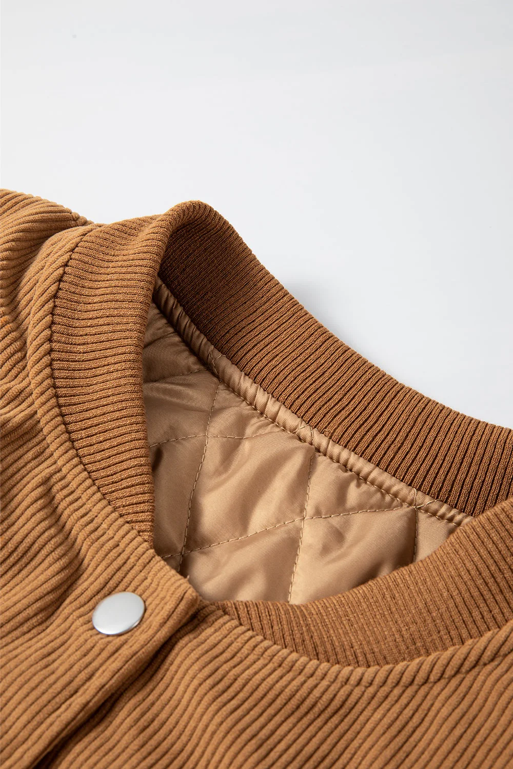 Contrast Baseball Collar Snap Down Long Sleeve Jacket - Image 18