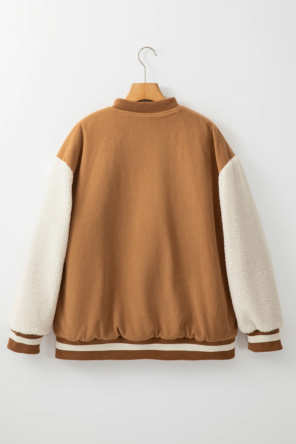 Contrast Baseball Collar Snap Down Long Sleeve Jacket - Image 19