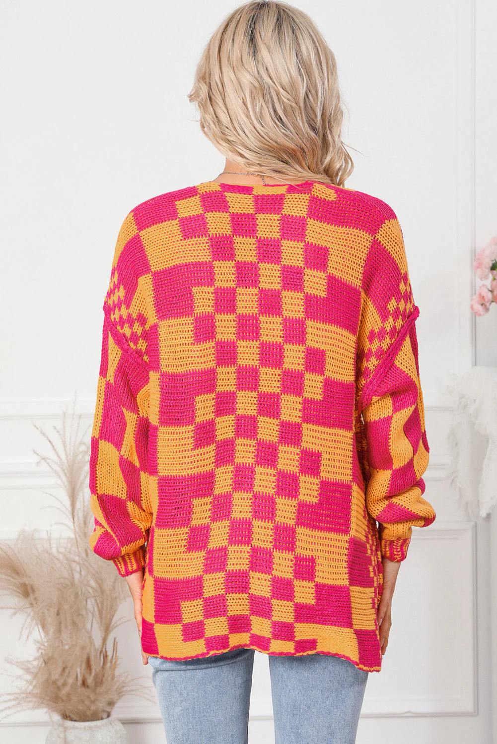 Contrast Exposed Seam Open Front Cardigan - Image 2