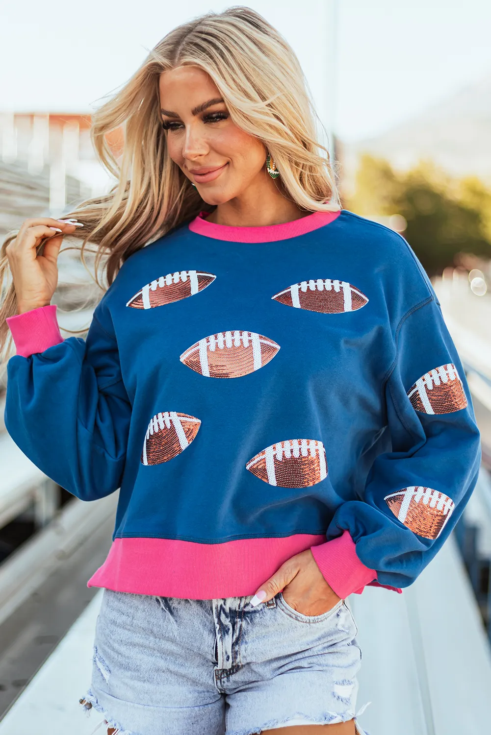 Contrast Football Long Sleeve Sweatshirt - Image 4