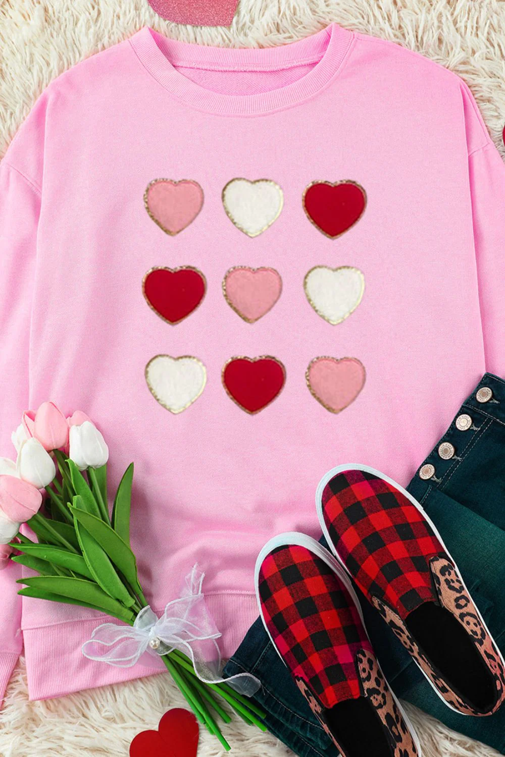 Contrast Heart Long Sleeve Sweatshirt - Image 3