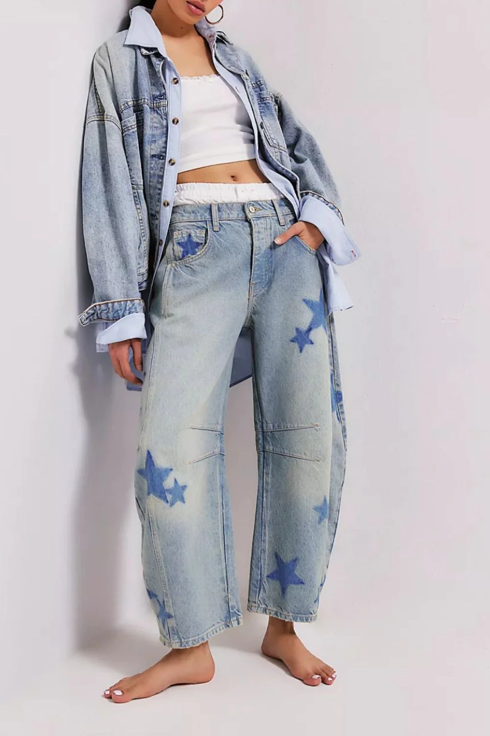 Contrast Star Wide Leg Jeans - Image 2
