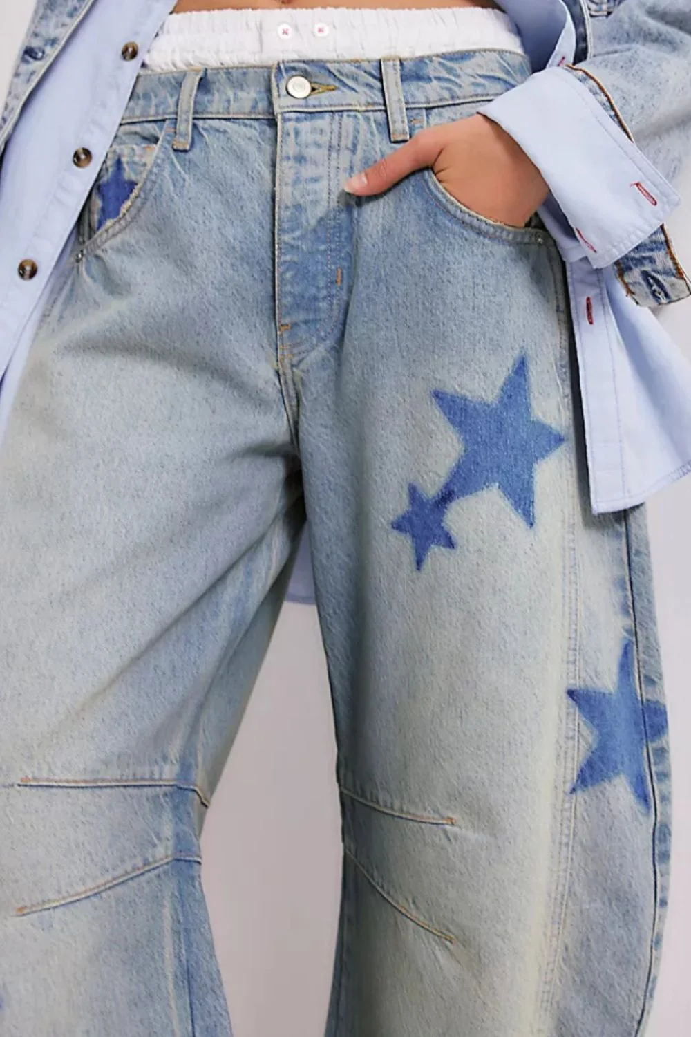Contrast Star Wide Leg Jeans - Image 4